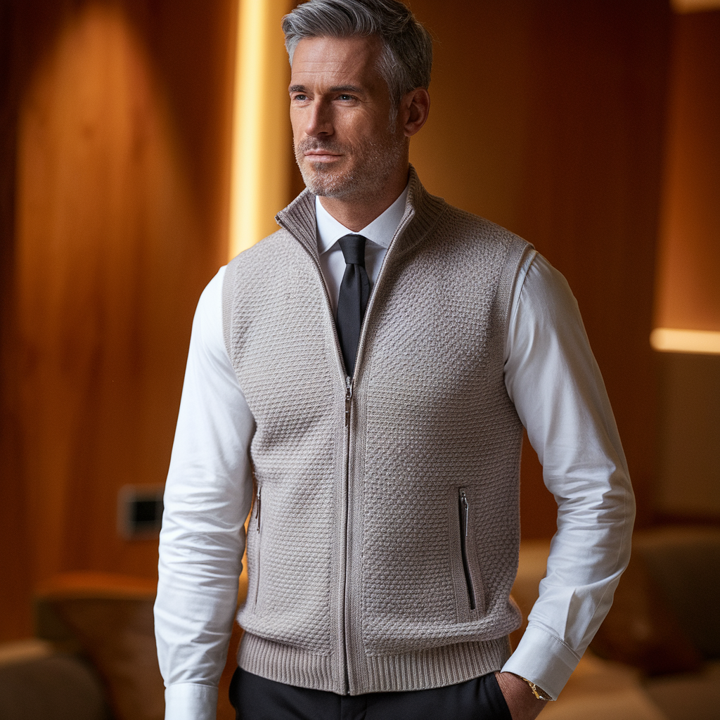 Knitted Full Zip Gilet